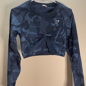 Gymshark Blue Camo Crop Top